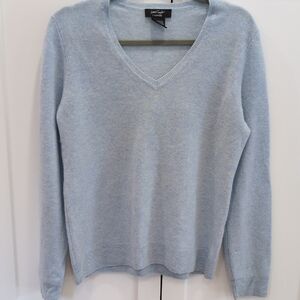 Lord & Taylor Soft Blue Cashmere V-Neck Sweater